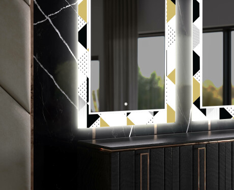 Decoratieve spiegel met led-verlichting voor in de eetkamer - Geometric Patterns #11