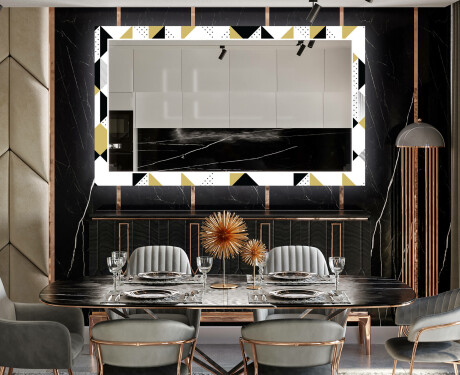 Decoratieve spiegel met led-verlichting voor in de eetkamer - Geometric Patterns #12