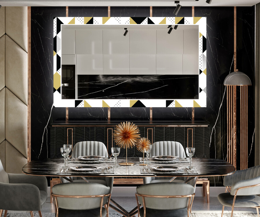 Wens Leeg de prullenbak Verknald Artforma - Decoratieve spiegel met led-verlichting voor in de eetkamer -  Geometric Patterns