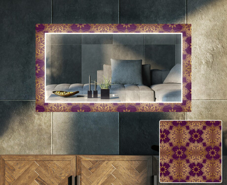 Decoratieve spiegel met led-verlichting voor in de woonkamer - Gold Mandala