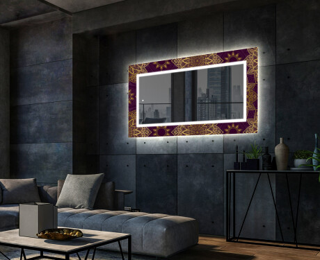 Decoratieve spiegel met led-verlichting voor in de woonkamer - Gold Mandala #2