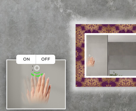 Decoratieve spiegel met led-verlichting voor in de woonkamer - Gold Mandala #5