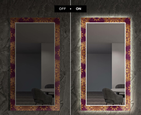 Decoratieve spiegel met led-verlichting voor in de woonkamer - Gold Mandala #7