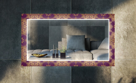 Decoratieve spiegel met led-verlichting voor in de woonkamer - Gold Mandala