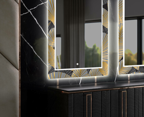 Decoratieve spiegel met led-verlichting voor in de eetkamer - Golden Leaves #11