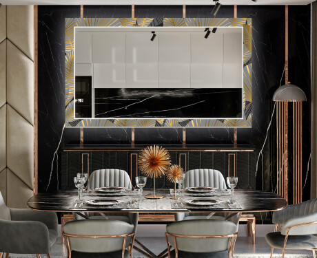 Decoratieve spiegel met led-verlichting voor in de eetkamer - Golden Leaves #12