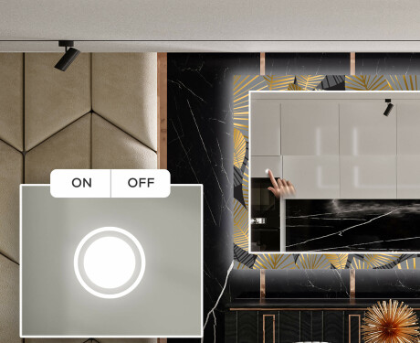 Decoratieve spiegel met led-verlichting voor in de eetkamer - Golden Leaves #4