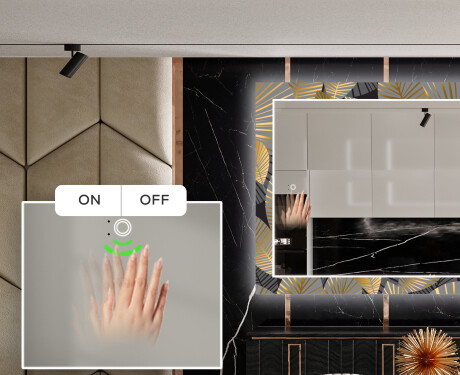Decoratieve spiegel met led-verlichting voor in de eetkamer - Golden Leaves #5