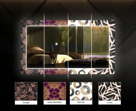 Decoratieve spiegel met led-verlichting voor in de eetkamer - Golden Leaves #6