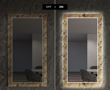 Decoratieve spiegel met led-verlichting voor in de eetkamer - Golden Leaves #7