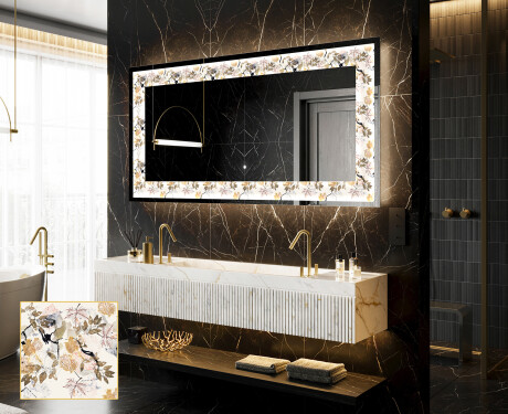 Verlichte Decoratieve Spiegel Voor - Floral Reflections