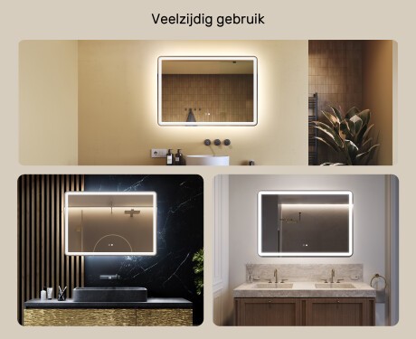 Moderne badkamer spiegel met led-verlichting 100x70cm met Dual color, Aanraakschakelaar, Verwarmingsmat, Bluetooth-luidspreker - L141 #2