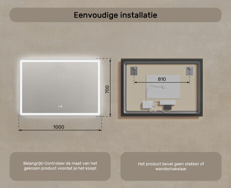 Moderne badkamer spiegel met led-verlichting 100x70cm met Dual color, Aanraakschakelaar, Verwarmingsmat, Bluetooth-luidspreker - L141 #8