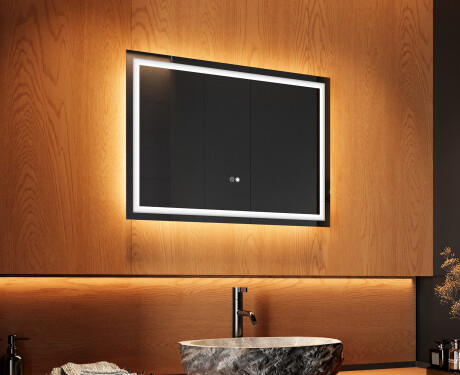 Moderne badkamer spiegel 70x50cm met led-verlichting met Dual color, Aanraakschakelaar, Verwarmingsmat - L49