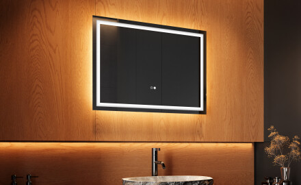 Moderne badkamer spiegel 70x50cm met led-verlichting met Dual color, Aanraakschakelaar, Verwarmingsmat - L49