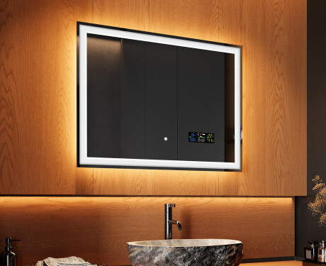 Moderne badkamer spiegel met led-verlichting 80x60cm met Dual color, Aanraakschakelaar, Station -  L01