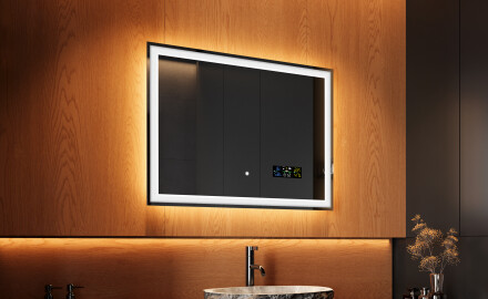 Moderne badkamer spiegel met led-verlichting 80x60cm met Dual color, Aanraakschakelaar, Station -  L01