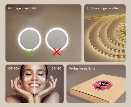Ronde LED-verlichte badkamerspiegel 60 cm met Dual color, Aanraakschakelaar #5
