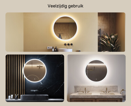 Ronde badkamerspiegel met LED-verlichting 80 cm met Dual color, Aanraakschakelaar #2