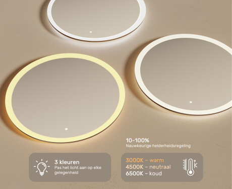 Ronde badkamerspiegel met LED-verlichting 80 cm met Dual color, Aanraakschakelaar #3