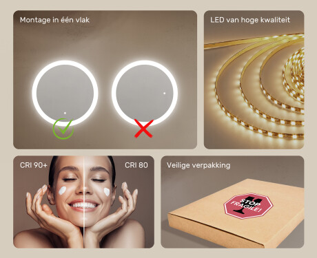 Ronde badkamerspiegel met LED-verlichting 80 cm met Dual color, Aanraakschakelaar #5