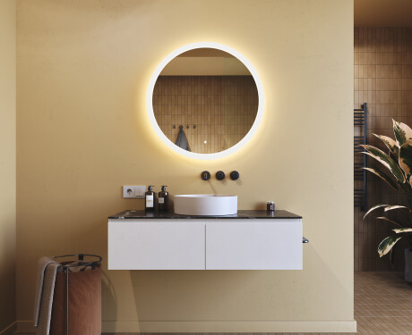 Ronde badkamerspiegel met LED-verlichting 80 cm met Dual color, Aanraakschakelaar #8