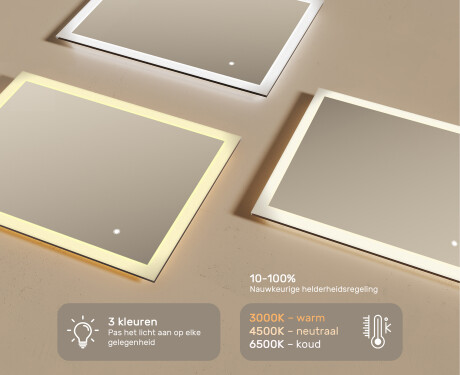 Rechthoekige badkamerspiegel met LED-verlichting 80x60 cm met Dual color, Aanraakschakelaar #3
