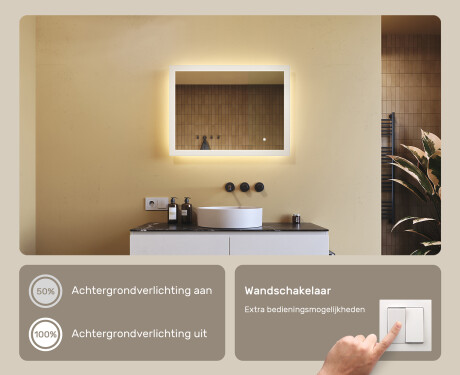 Rechthoekige badkamerspiegel met LED-verlichting 80x60 cm met Dual color, Aanraakschakelaar #4