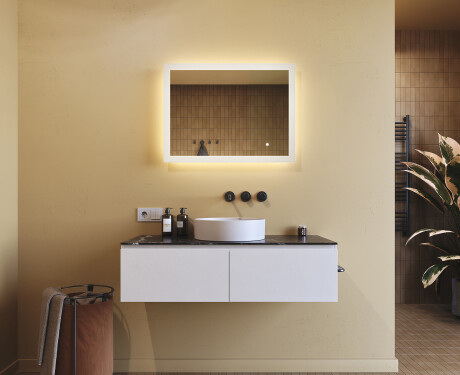 Rechthoekige badkamerspiegel met LED-verlichting 80x60 cm met Dual color, Aanraakschakelaar #8