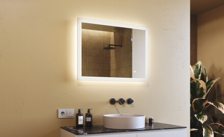 Rechthoekige badkamerspiegel met LED-verlichting 80x60 cm met Dual color, Aanraakschakelaar