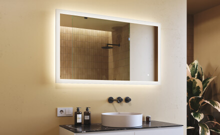 Rechthoekige badkamerspiegel met LED-verlichting 120x70 cm met Dual color, Aanraakschakelaar
