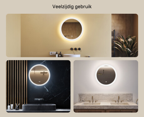 Ronde badkamerspiegels met LED-verlichting 60 cm met Dual color, Aanraakschakelaar, Verwarmingsmat #2