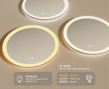 Ronde badkamerspiegels met LED-verlichting 60 cm met Dual color, Aanraakschakelaar, Verwarmingsmat #3