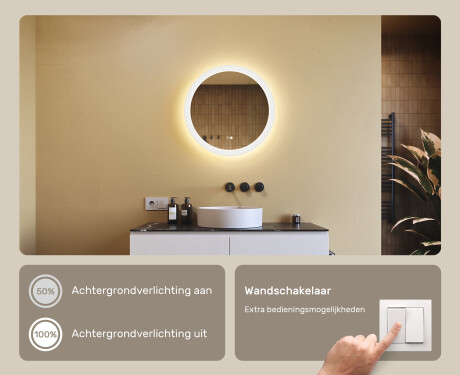 Ronde badkamerspiegels met LED-verlichting 60 cm met Dual color, Aanraakschakelaar, Verwarmingsmat #4