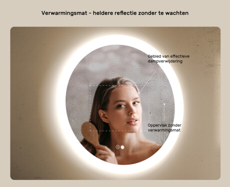 Ronde badkamerspiegels met LED-verlichting 60 cm met Dual color, Aanraakschakelaar, Verwarmingsmat #5