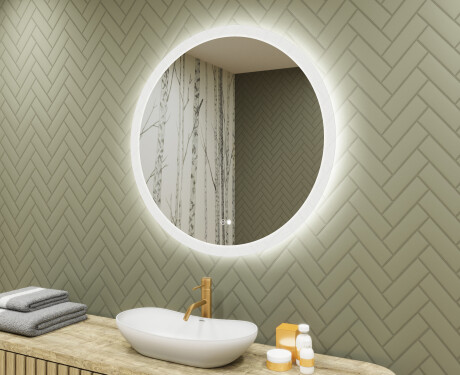 Ronde badkamerspiegel met LED-verlichting 80 cm met Dual color, Aanraakschakelaar, Verwarmingsmat
