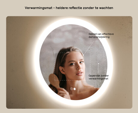 Ronde badkamerspiegel met LED-verlichting 80 cm met Dual color, Aanraakschakelaar, Verwarmingsmat #5