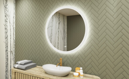 Ronde badkamerspiegel met LED-verlichting 80 cm met Dual color, Aanraakschakelaar, Verwarmingsmat