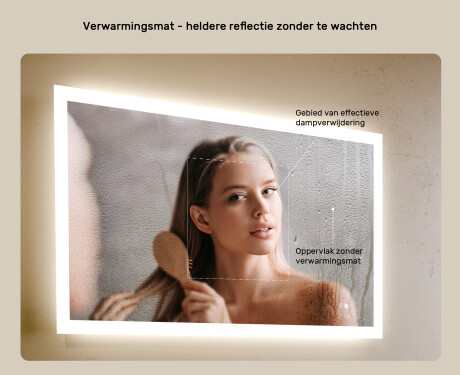 Rechthoekige LED-badkamerspiegel 80x60 cm met Dual color, Aanraakschakelaar, Verwarmingsmat #5