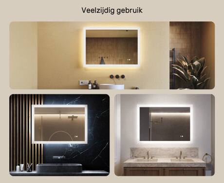 Rechthoekige badkamerspiegel met LED-verlichting 100x70 cm met Dual color, Aanraakschakelaar, Verwarmingsmat #2