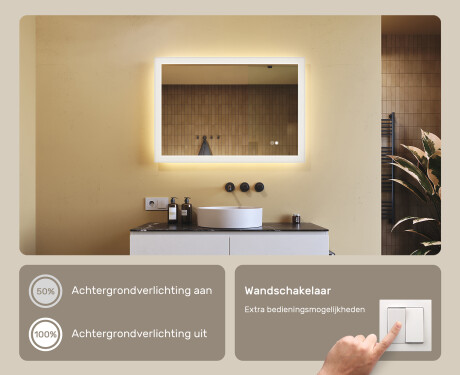 Rechthoekige badkamerspiegel met LED-verlichting 100x70 cm met Dual color, Aanraakschakelaar, Verwarmingsmat #4