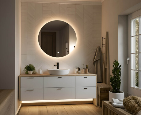 Ronde spiegel met verlichting 60 cm, dubbele kleur, aanraakschakelaar, verwarmingsmat