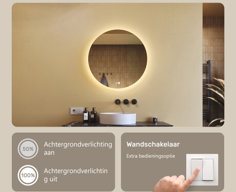Ronde spiegel met verlichting 60 cm, dubbele kleur, aanraakschakelaar, verwarmingsmat #3
