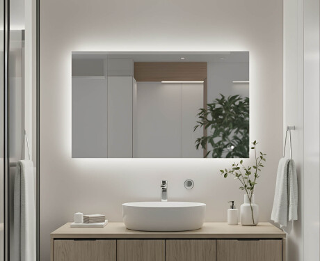 Rechthoekige badkamerspiegel met LED-verlichting 80x60/60x80 cm, dubbele kleur, aanraakschakelaar, verwarmingsmat