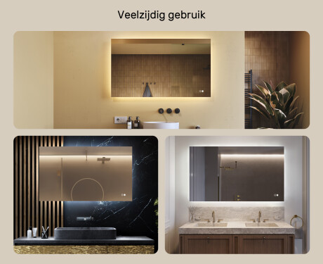 Rechthoekige badkamerspiegel met LED-verlichting 80x60/60x80 cm, dubbele kleur, aanraakschakelaar, verwarmingsmat #2