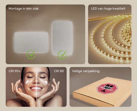 Rechthoekige badkamerspiegel met LED-verlichting 80x60/60x80 cm, dubbele kleur, aanraakschakelaar, verwarmingsmat #5