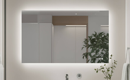 Rechthoekige badkamerspiegel met LED-verlichting 80x60/60x80 cm, dubbele kleur, aanraakschakelaar, verwarmingsmat