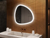 Onregelmatig spiegel met verlichting, 84×84 cm, tweekleurig, touch‑schakelaar, verwarmingsmat