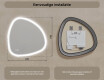 Onregelmatig spiegel met verlichting, 84×84 cm, tweekleurig, touch‑schakelaar, verwarmingsmat #8