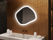 Badkamerspiegel met verlichting, 84×74 cm, tweekleurig, touch‑schakelaar, verwarmingsmat
